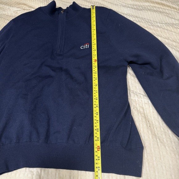 Fairway Green Citi Italian Merino Wool 1/4 Zip Sweatshirt Blue Navy Mens Medium - Picture 6 of 10